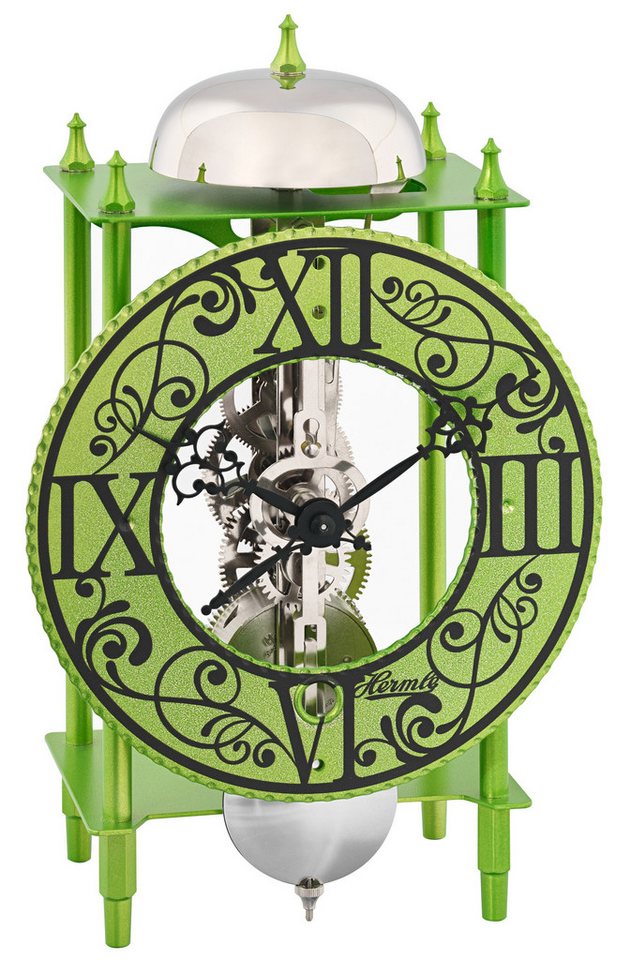 Hermle Pendeltischuhr mechanisch mit Stabpendelwerk mit Stundenschlag auf Glocke offenes, sichtbares Uhrwerk von Hermle