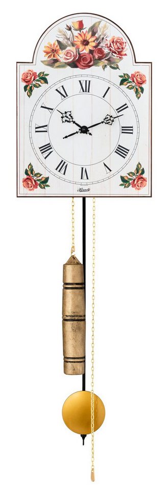 Hermle Pendelwanduhr Schilderuhr aus Holz mit blumigen Elementen, Zahlenbild römisch Hermle Pendelwanduhr Schilderuhr aus Holz mit blumigen Elementen, Zahlenbild römisch von Hermle