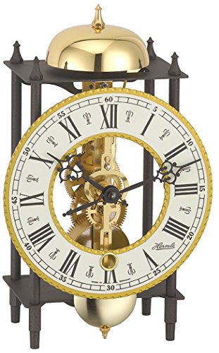 Hermle Uhrenmanufaktur Tischuhr, Schmiedeeisen, Schwarz-Gold, 24cm x 13cm x 9,5cm von Hermle