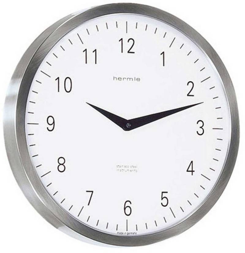 Hermle Wanduhr Bahnhofsuhr Funkwerk Edelstahl - Hermle Modell: 30466-000870 von Hermle