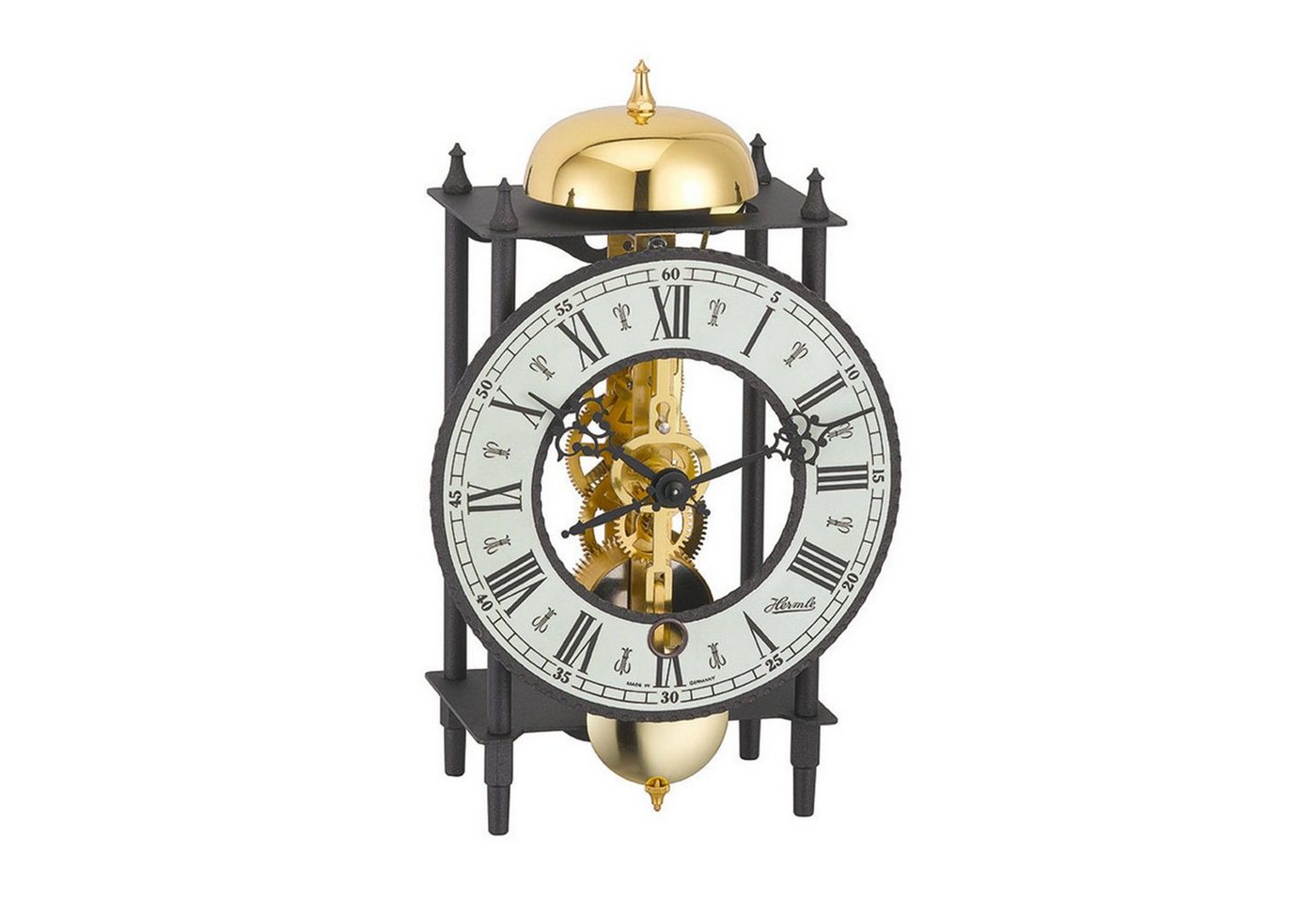 Hermle Wanduhr Skelettwerk Hermle 701-781, 8-Tage, Pendellänge 55cm, Schlag auf Glocke von Hermle