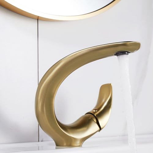 Wasserhahn Bad Waschtischarmatur Armatur Badezimmer Mischbatterie Waschbecken Armaturen Einhebelmischer Waschbeckenarmatur Messing, Kaltes und Heißes für Badezimmer Toiletten Oder Gäste WC, Gold von Hermodly