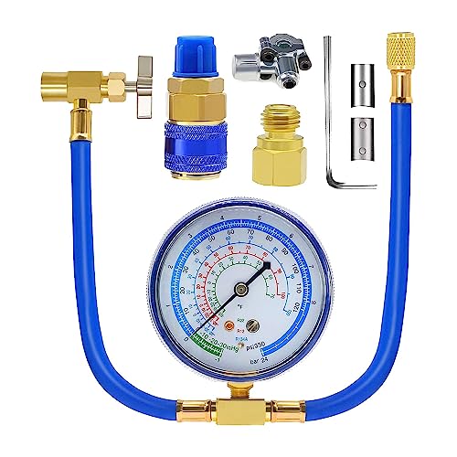 Hermosiey 1 Satz ACR134A Kühlschrank-Freon-Aufladeset, AC-Ladeschlauch mit Manometer, Metall, Blau, 134A Kühlschrank-Aufladeset von Hermosiey