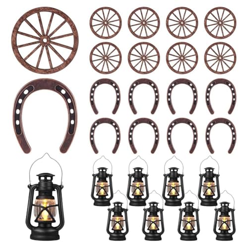 Hermosiey 24-Teilige Partydekoration zum Thema Western, Cowboy-Tischdekoration, Glückshufeisen, Mini-Laternen, Bastelarbeiten Aus mit Vier Rädern Hermosiey 24-Teilige Partydekoration zum Thema Western, Cowboy-Tischdekoration, Glückshufeisen, Mini-Laternen, Bastelarbeiten Aus mit Vier Rädern von Hermosiey