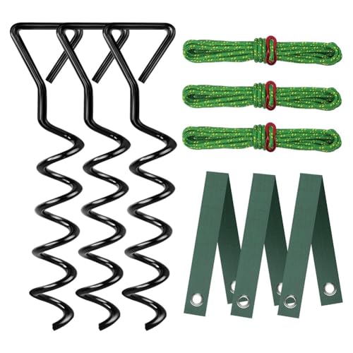 Hermosiey Baumpfahl-Set, Robuste Spiralförmige Baumpfähle und Stützen zum Aufrichten Von Schiefen Bäumen und Bäumen, Schwarz von Hermosiey