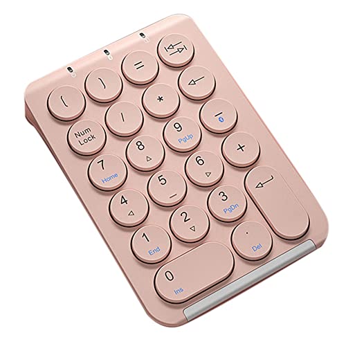 Hermosiey Kabelloser Nummernblock, Bluetooth-Nummernblock, Runde Tastenkappen, Numpad 22 Tasten, Wiederaufladbare Nummerntastatur (Rosa) von Hermosiey