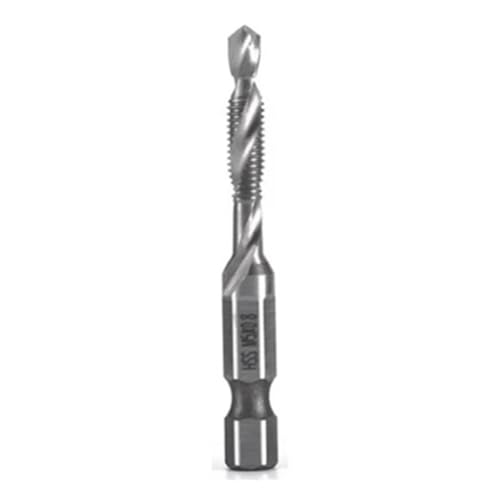 Hermosiey M5 X 0,8 mm Schnellarbeitsstahl 4341, Titanbeschichteter Verbundgewindebohrer und -Gewindebohrer, Integriertes Maschinengewindebohrer-Öffnungs- und Anfaswerkzeug von Hermosiey