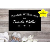 Fußmatte Personalisierbar - Herzlich Willkommen Personalisiert Geschenk Familie Personalisierte Geschenke von Printlicht