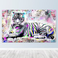 Pop Art, Bild, Tiger, Leinwand, Wanddekoration, Streetart, Modern Wallart, Kunst, Urban, Galerie Berlin, Raubtiere von HeroesberlinPopArt