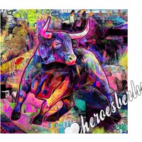 Pop Art | Bild Kunst Bull Stier Contemporary Modern Limited Edition| Streetart Urban Paul Gaugin Weihnachten von HeroesberlinPopArt