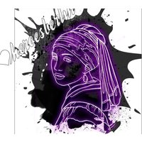 Pop Art | Bild Kunst Contemporary Mädchen Mit Perlenohrring Vermeer Neon Modern Limited Edition Streetart Urban von HeroesberlinPopArt