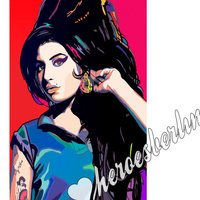 Pop Art | Bild Kunst Leinwand Wanddeko Amy Winehouse Contemporary Modern Streetart Berlin Urban Gelb von HeroesberlinPopArt