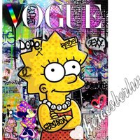 Pop Art Lisa S Vogue | Bild Kunst Leinwand Wanddeko Contemporary Modern Cartoon Streetart Berlin Urban Gelb von HeroesberlinPopArt