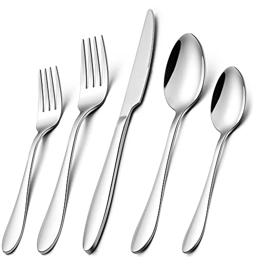 Herogo Besteck Set, 60-teilig Edelstahl Besteckset für 12 personen, Silber Essbesteck mit Gabel Löffel Messer Set, Modernes Tafelbesteck, Spülmaschinenfest & Rostfrei von Herogo