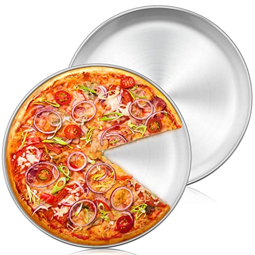 Herogo Runde Pizzablech aus Edelstahl, 30,5 cm, 2er-Set, große gesunde Pizzablech Platte für Ofen, Backen, Servieren, spülmaschinenfest von Herogo