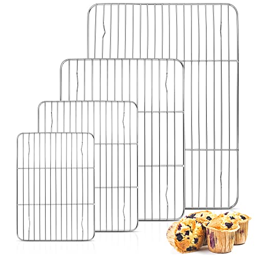Herogo Abkühlgitter 4er Set, Rechteckig Kuchengitter Auskühlgitter aus Edelstahl zum Braten Backen Grillen Kühlen, Groß/Mittel/Klein/Mini Größe, Rostfrei & Spülmaschinengeeignet Herogo Abkühlgitter 4er Set, Rechteckig Kuchengitter Auskühlgitter aus Edelstahl zum Braten Backen Grillen Kühlen, Groß/Mittel/Klein/Mini Größe, Rostfrei & Spülmaschinengeeignet von Herogo