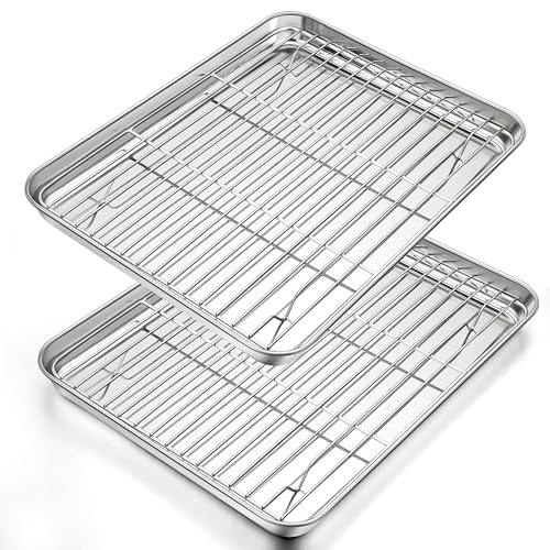 Herogo Backblech mit Abkühlgitter Set, Edelstahl Kuchenblech mit Kuchengitter (2 Backbleche, 2 Abkühlgitter), Großes Rechteckig Ofenblech mit Backofengitter Auskühlgitter zum Backen, 40,3x30,3 cm Herogo Backblech mit Abkühlgitter Set, Edelstahl Kuchenblech mit Kuchengitter (2 Backbleche, 2 Abkühlgitter), Großes Rechteckig Ofenblech mit Backofengitter Auskühlgitter zum Backen, 40,3x30,3 cm von Herogo
