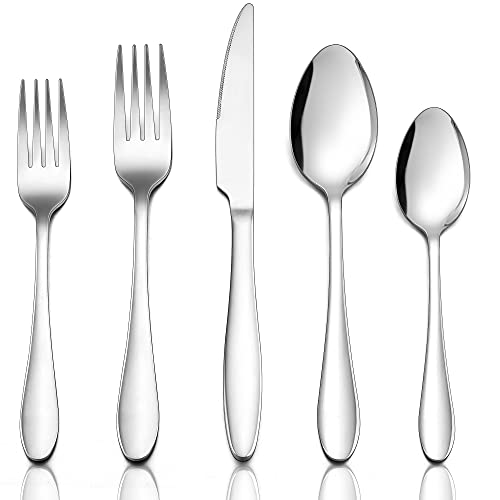 Herogo Besteck Set 6 Personen, 30-teilig Edelstahl Besteckset mit Messer Gabel Löffel, Elegantes Essbesteck Set für Haus/Restaurant, Spiegelpoliert & Rostfrei, Spülmaschinenfest von Herogo