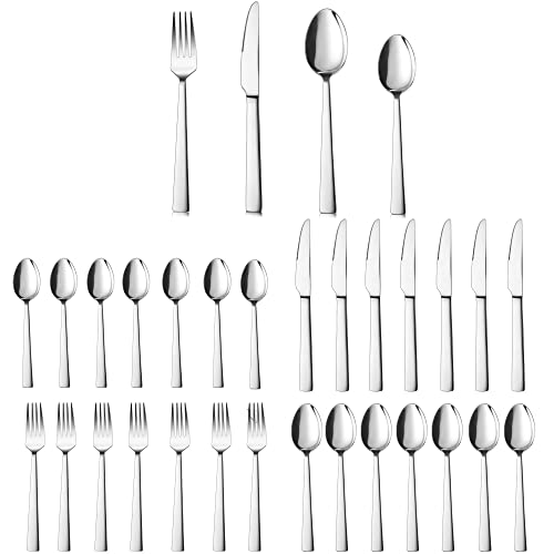 Herogo Besteck-Set, 32-teiliges Besteck-Set für 8 Personen, Edelstahl-Messer, Gabel, Löffel-Sets für Zuhause, Hotel, Restaurant, hochglanzpoliertes Geschirr, Geschirrset, spülmaschinenfest von Herogo