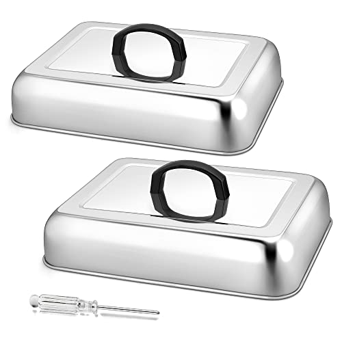 Herogo Käse-Schmelzkuppel 2er-Set, rechteckige Edelstahl-Dampfbackabdeckung mit hitzebeständigem Griff, ideal für Grill, flache Grillküche, spülmaschinenfest Herogo Käse-Schmelzkuppel 2er-Set, rechteckige Edelstahl-Dampfbackabdeckung mit hitzebeständigem Griff, ideal für Grill, flache Grillküche, spülmaschinenfest von Herogo