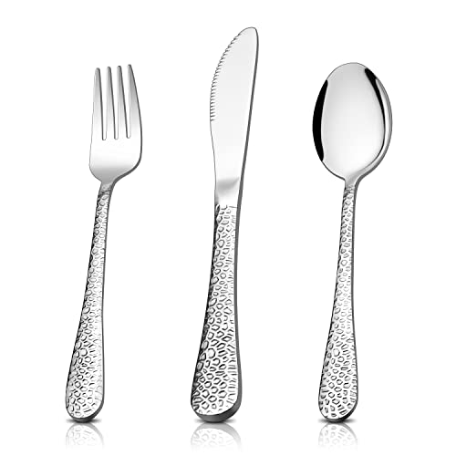 Herogo Kinderbesteck, 9 Stück Edelstahl Kinderbesteck Set, Hammergriff, Kindergeschirr Kinder Besteck mit 3 Kindergabeln, 3 Kindermesser, 3 Kinderlöffel, Ungiftig & Spiegelfinish, Spülmaschinenfest Herogo Kinderbesteck, 9 Stück Edelstahl Kinderbesteck Set, Hammergriff, Kindergeschirr Kinder Besteck mit 3 Kindergabeln, 3 Kindermesser, 3 Kinderlöffel, Ungiftig & Spiegelfinish, Spülmaschinenfest von Herogo