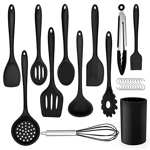 Herogo Küchenhelfer Set, 22-teiliges Silikon Kochutensilien Set mit Utensilienhalter, Hitzebeständiger Kochbesteck Küchenutensilien, Gesund & Antihaft, Spülmaschinenfest, Schwarz Herogo Küchenhelfer Set, 22-teiliges Silikon Kochutensilien Set mit Utensilienhalter, Hitzebeständiger Kochbesteck Küchenutensilien, Gesund & Antihaft, Spülmaschinenfest, Schwarz von Herogo