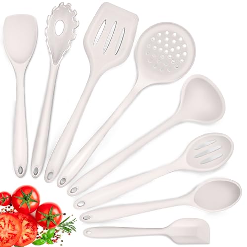 Herogo Küchenhelfer Set, 8-teiliges Silikon Kochutensilien Küchenutensilien Set, Hitzebeständiges Kochbesteck Küchenset, Antihaft Kochgeschirr, Spülmaschinenfest - Khaki von Herogo
