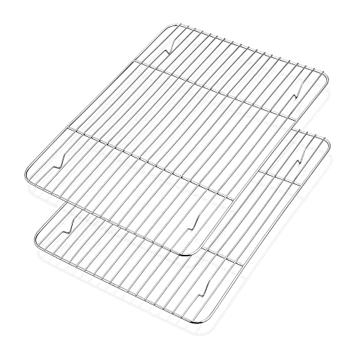 Herogo Kühlgitter 2er-Set, Edelstahl-Drahtgrillrost zum Backen, Braten, Kühlen, 38,6 x 28,4 x 1,5 cm, großes rechteckiges Ofenregal für Kuchen, Kekse, Brot, ofenfest und spülmaschinenfest von Herogo