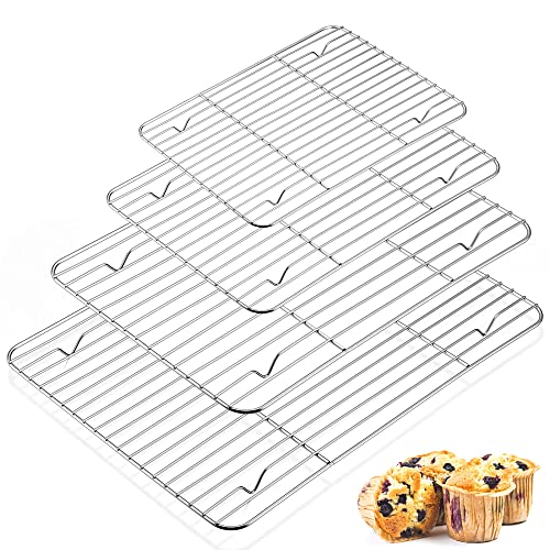 Herogo Kühlgitter 4er Set, Edelstahl-Drahtgrillrost zum Backen Braten Kochen, 4 Größen, rechteckiges Ofenregal für Kuchen, Kekse, rostfrei, leicht zu reinigen & spülmaschinenfest Herogo Kühlgitter 4er Set, Edelstahl-Drahtgrillrost zum Backen Braten Kochen, 4 Größen, rechteckiges Ofenregal für Kuchen, Kekse, rostfrei, leicht zu reinigen & spülmaschinenfest von Herogo