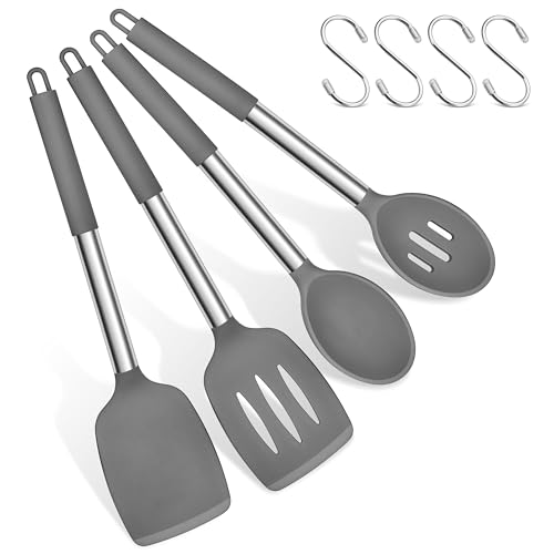 Herogo Pfannenwender Kochlöffel Set, Silikon Küchenutensilien Küchenhelfer für Kochen, Kochbesteck Kochgeschirr mit Edelstahlgriff, Langlebig & Spülmaschinenfest, Grau, 8 Stück Herogo Pfannenwender Kochlöffel Set, Silikon Küchenutensilien Küchenhelfer für Kochen, Kochbesteck Kochgeschirr mit Edelstahlgriff, Langlebig & Spülmaschinenfest, Grau, 8 Stück von Herogo