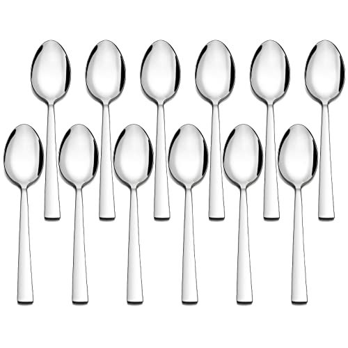 Herogo Esslöffel, 12 Stück Edelstahl Suppenlöffel, 20cm Suppenlöffel Löffel Set Tafellöffel für Haus, Restaurant, Hotel, Vierkant-Griff Tafellöffel, Spiegelfinish & Spülmaschinenfest, Metall Silber von Herogo