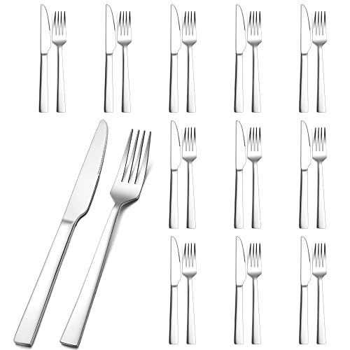 Steakbesteck, Herogo 24-teilig Edelstahl Steakbesteck Set für 12 Personen, Silber Steakmesser und Steakgabeln, Hochwertig Messer Gabeln Set für Pizza/Steak, Rostfrei & Spülmaschinenfest Steakbesteck, Herogo 24-teilig Edelstahl Steakbesteck Set für 12 Personen, Silber Steakmesser und Steakgabeln, Hochwertig Messer Gabeln Set für Pizza/Steak, Rostfrei & Spülmaschinenfest von Herogo