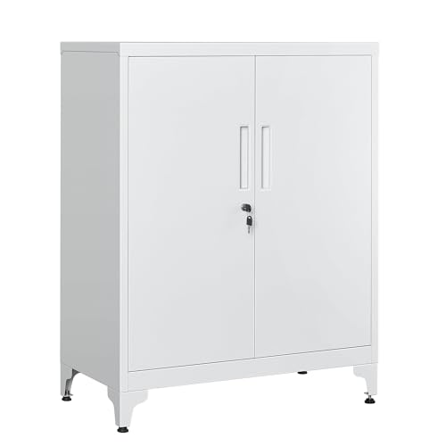 Mehrzweckschrank, Aktenschrank, Büroschrank mit 2 Türen, Schrank abschließbar, Aufbewahrungsschrank aus Stahl, für Arbeitszimmer, Wohnzimmer，40 x 80 x 90 cm (Mattgrau) von Herpaty