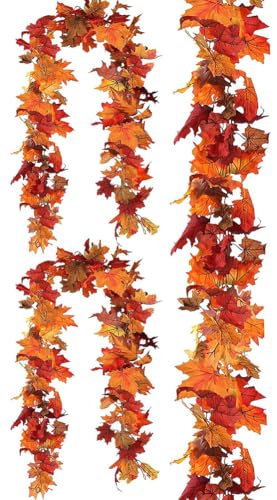 3 Stück Künstliche Herbstgirlande Ahornblätter – Deko zum Aufhängen, Blättergirlande für Drinnen und Draußen, Halloween Deko, Herbstdeko, Deko Herbst, Kamin Dekoration, Autumn Decor 3 Stück Künstliche Herbstgirlande Ahornblätter – Deko zum Aufhängen, Blättergirlande für Drinnen und Draußen, Halloween Deko, Herbstdeko, Deko Herbst, Kamin Dekoration, Autumn Decor von Herr Ozean