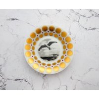 Teller Möwe Vintage 10 cm Deko Wandteller Goldrand Punkte Herr Fuchs von HerrFuchs