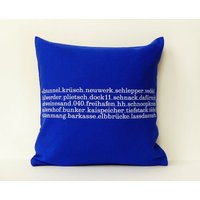 Typo Kissen Hamburg Wohen 40x40 Blau/Weiß Herr Fuchs von HerrFuchs