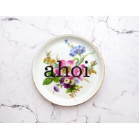 Wandteller Ahoi 10 cm Vintage Blumen Wanddeko Gold Herr Fuchs Mini von HerrFuchs