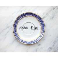 Wandteller Ebbe/Flut 11 cm Vintage Gezeiten Wanddeko Blau/Goldrand Herr Fuchs Mini von HerrFuchs