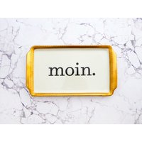 Wandteller Herr Fuchs Moin. Typo Gold 22cm Platte Vintage von HerrFuchs