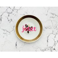 Wandteller Herr Fuchs Typo Neonpink Jetzt Mini Gold 11cm Punkte von HerrFuchs
