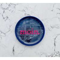 Wandteller Herr Fuchs Typo Neonpink Moin. Mini Blau Landungsbrücke/Hamburg 9cm von HerrFuchs