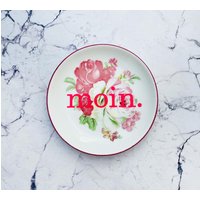 Wandteller Herr Fuchs Typo Neonpink Moin. Mini Rosa Pink 10cm Vintage Blume von HerrFuchs
