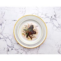 Wandteller Herr Fuchs Yeah Typo Vogel Gold 17cm Vintage von HerrFuchs