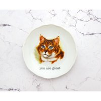 Wandteller Herr Fuchs You Are Great Katze 10cm Mini Typo Wohnen Vintage von HerrFuchs