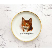 Wandteller Herr Fuchs You Are Great Katze Gold 12cm Mini Typo Wohnen Vintage von HerrFuchs