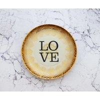 Wandteller Love Typo Herr Fuchs 19cm Gold Muster Vintage von HerrFuchs