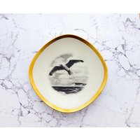 Wandteller Möwe 19 cm Vintage Interior Wohnen Gold Herr Fuchs Eckig von HerrFuchs