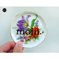 Wandteller Moin. Typo Herr Fuchs Mini 10cm Gold Bunt Blume von HerrFuchs