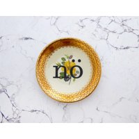 Wandteller Nö Typo 10 cm Vintage Blume Wanddeko Gold Herr Fuchs Mini Schnack Gelb von HerrFuchs