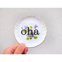 Wandteller Oha Typo 10 cm Vintage Blume Wanddeko Gold Herr Fuchs Mini Schnack von HerrFuchs